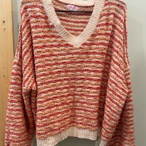 striped v-neck sweater